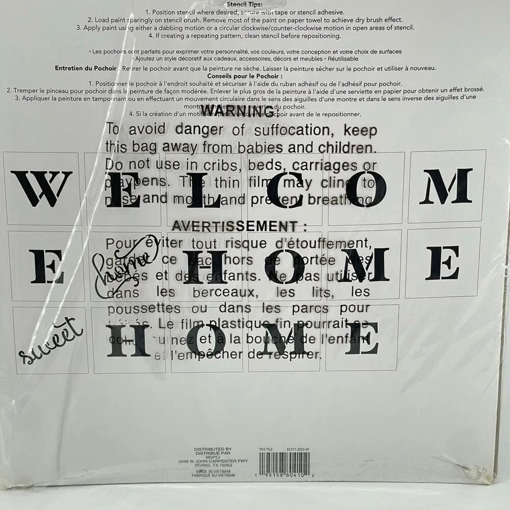 Craft Smart Alphabet Welcome Home Stencil Set 17-Piece 12x12 Inch Letters